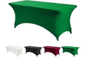 Esther Beauty 6ft Spandex Tablecloth Rectangular Stretchy Fits Tables Size 183cm x 75cm x 75cm Stretchable Spandex Fitted Wedding Party Cocktail BarExhibition Washable Tablecloth - Green