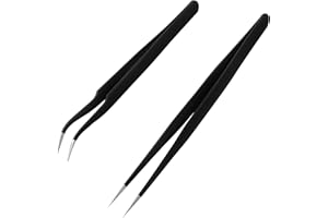 ‎SULARPEK Sularpek Wimpernverlängerung, Pinzette, Pinzette aus Edelstahl, Wimpernzange mit gerader und gebogener Spitze, für Ihre tägliche Schönheitsroutine (schwarz)