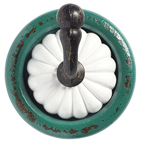 NORDAL · Keramik-Haken | Kleiderhaken | Mehrzweckhaken ' VINTAGE ' 8cm · weiß petrol