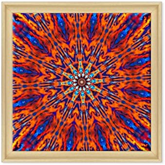 Picture on canvas – FRAMED – READY TO HANG – Psychedelic Art – USA Amerca Years 60 – Mandala Dimensione: 70x70cm C - Colore Legno Naturale Contemporaneo