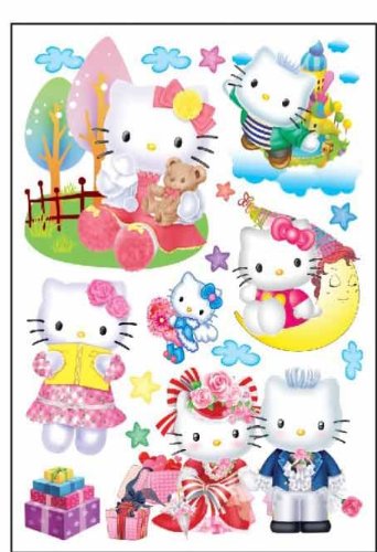 Hallo Kitty 3d Effekt Wandsticker Hello Kitty Wanddekoration Kinder Wandbild Aufkleber - 2