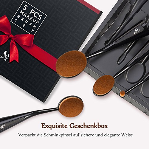 Make Up Pinsel USpicy Pinselset 5-tlgs Schmink Pinsel Set Kosmetik in Ovalem Stehendem Zahnbürstendesign - 5