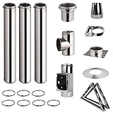 PREMIUM EDELSTAHL - Alle Einzelteile des doppelwandigen Schornstein Bausatzes sind aus besonders hochwertigem Edelstahl (Innenrohr: Werkstoff 1.4404 / Außenrohr: Werkstoff 1.4301). Dadurch können Sie sicher sein, dass Sie lange Freude an unseren Rauchabzugsrohren haben werden!