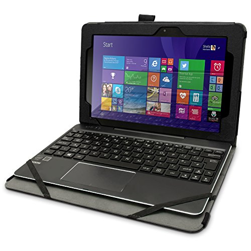 igadgitz Schwarz PU Ledertasche Hülle Folie Cover für Asus Transformer Book 10.1″ T100 CHI FG007B mit Multi Winkelbetrachtung Stand + Auto Sleep/Wake + Displayschutzfolie - 2