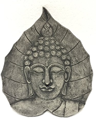 Beton Wandbild Wandrelief Steinplatte Buddha Kopf Garten Deko Feng Shui 48x37cm