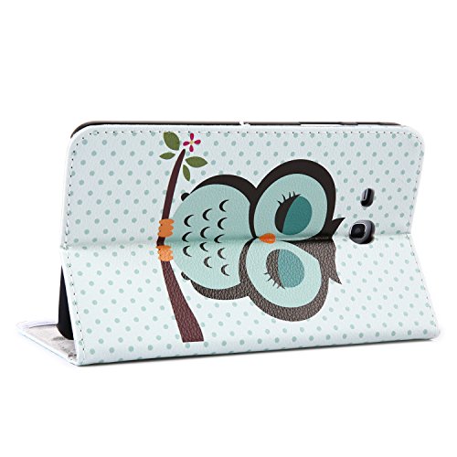 tinxi® Für Samsung Tab 3 7.0 Lite Case, Kunstleder Tasche für Samsung Galaxy Tab 3 7.0 Lite T110 T111 T113 T116 7 Zoll (17,78 cm) Tasche PC Tablet Schutzhülle Folio Hülle Etui Flipcase Cover Case hellgrüne Eule Owl (NICHT FÜR Tab 3 7.0 T210 T211 geeignet) - 2