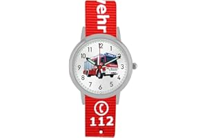Pacific Time Kinder Armbanduhr Feuerwehr Jungen Wechselarmband rot Analog Quarz 87422