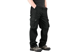 Yageshark Męskie bawełniane spodnie cargo z 6 kieszeniami, spodnie o regularnym kroju, spodnie outdoorowe, spodnie rekreacyjne, spodnie trekkingowe