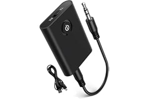 LERKELY Bluetooth 5.0 Transmitter Receiver, 2 in 1 Wireless 3.5mm Audio Bluetooth Adapter for TV/Home Sound System/Car, Portable Noise Reduction Low Latency Bluetooth Transmitter (1)