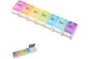 DTXLX Tablettenbox 7 Tage, Medikamentenbox 7 Tage, Pillendose 7 Tage Fächer, leicht zu öffnen, mit Wochentagen auf Deutsch Medikamentenbox