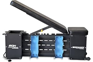 BEHUMAX Banco de pesas Iron Bench, banco de musculación regulable con asiento acolchado y ruedas, respaldo inclinable y abatible, entrenamiento en casa, fitness