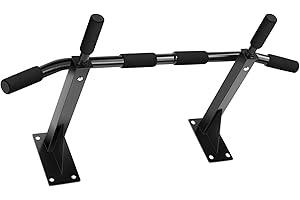 HOAAIGO Wall Mounted Pull Up Bar, Chin Up Bar with Foam Padded Hand Grips, Wall Mount Gym Training Exercise Bars, Upper Body Workout Bar for Home Gym Exercise Strength Training