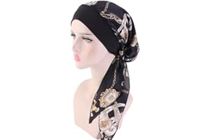 JUHONNZ Women Chemo Turban, Cotton Turban Cap Elastic Head Cover Turbans Satin Head Scarf Headwear Headwrap for Cancer Women