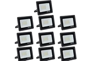 treoir Focos LED Exterior 30W,Proyector LED 3000LM Foco LED,IP66 Impermeable 3500k Foco Proyector Led para Jardín,Garaje,Patio,Almacén,Estacionamiento(30W,Luz calida-10pcs)