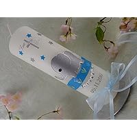 Taufkerze Elefant silber blau modern Taufkerzen Junge Mädchen 250/70 mm mit Name und Datum