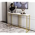 New Mark Impex Console Table for Hallway, Narrow Dressing Table MDF Sofa Side Table Home Office Computer Desk Workbench for Living Room, Dining Room & Entrance(Size:28X10X30''INCH) (Golden)