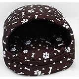 Hundehöhle Katzenhöhle Hundehütte Hundehaus Katzenbett Katzenkorb Nr. 3 (Muster: Pfötchen braun)
