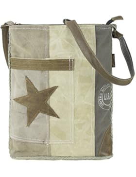 Sunsa Damen Vintage Tasche Umhängetasche Schultertasche aus Canvas & Leder