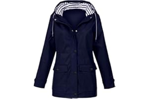 KaloryWee Veste De Pluie Femmes Imperméable avec Capuche Sport Manteau Grande Taille, Coupe-Vent Raincoat Windproof Cape Poncho Poche pour Voyage Randonnée