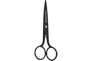 HALO FORGE Forbici piccole e affilate: forbici da ricamo dritte, in acciaio inossidabile, punta precisa per tagliare tessuti, fili, filati, punto croce, uncinetto, artigianato, cucito, applique, 6 pollici, nero