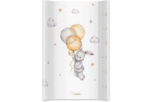 Albero Mio Wickeltisch | 80x47 cm | Wickeltisch für Bett oder Kommode | Wickeltisch mit Sicherheitsfüßen | Babywickeltisch | Jungen- und Mädchenauflagen | Babyhase