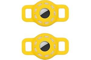 ZTOWOTO Custodia in silicone Airtag per collare per animali domestici con pellicola protettiva ad alta trasparenza, custodia GPS portatile regolabile per collare per cani gatto 2 pezzi (2-Giallo)