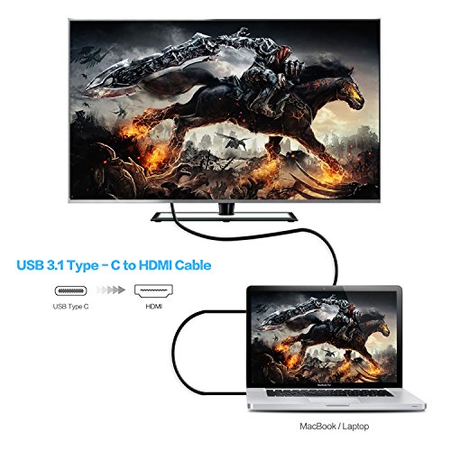 USB C auf HDMI Kabel, SOWTECH 1.8m/5.9ft USB 3.1 Typ C zu HDMI 4K Ladekabel Datenkabel unterstützt Ultra-HD für Tablets wie 2016 MacBook Pro, MacBook 12,Dell XPS 13 / 15, Dell Alienware Samsung Galaxy S8 / S8 Plus, ChromeBook Pixel, Lumia 950/950XL, HTC 10/ 11 - 5
