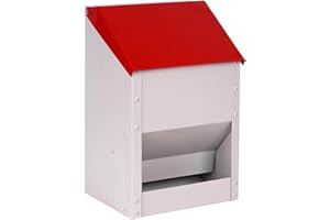 MASXIRCH 4.5kg Galvanisiertes Hühnerfutterhaus mit Deckel Wetterfestes Automatisches Geflügelfutterhaus Wandmontage Hühnerstall Futterspender für Hühner Enten