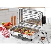 Taner L&uuml;x B&uuml;y&uuml;k Boy 37 * 23cm Elektrikli Izgara Al&uuml;minyum G&ouml;vde Kapaklı Mangal Barbek&uuml; 4şiş Kebap Ocak