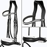 Farbe: Schwarz Heinick-Reitsport Trense Soft anatomisch Custom Weiß ~ Diamant ~ WB VB Größe Vollblut/Cob