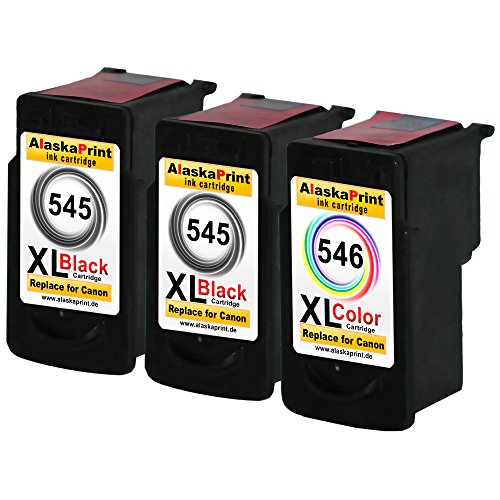 3er Set Drucker Tinten Patronen Kompatibel für Canon 2x PG-545 XL + 1x CL-546 XL IP 2850 MG 2550 MG 2500 Series MG 2450 MG 2400 Series MG 2950 MG 2455 MG 2555 IP 2800 Series MG 2900 Series - 2