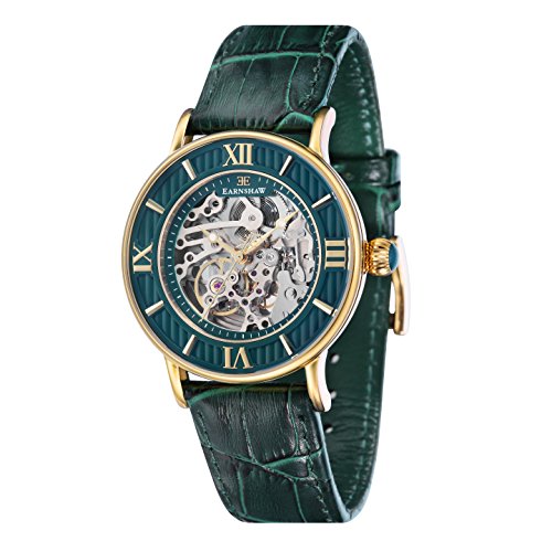 Thomas Earnshaw Armagh Men's Automatic Watch with Green Dial Analogue Display with Green Leather Strap ES-8038-06