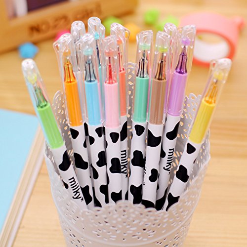 Bunte niedliche Diamant-Gel-Feder-Süßigkeit-Farben-milchige Kuh-Kugelschreiber-Satz-Schreiben Kawaii Briefpapier-Schule-Büro-Versorgungsmaterialien (12 Colors) - 5