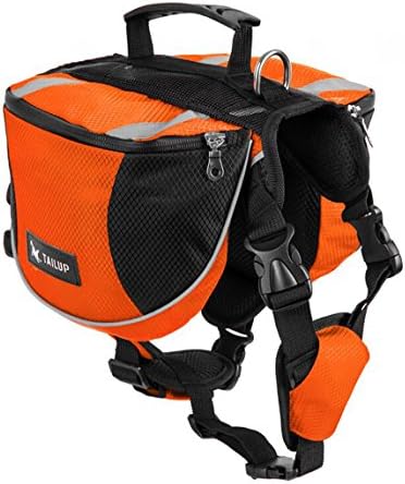 JeeLet Dog Backpack Pet Adjustable Saddle Bag Harness Carrier, Durable and Breathable for Traveling Hiking Camping, Orange