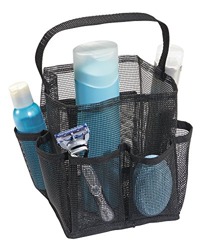 mDesign Shower Caddy - Netztasche für Badezimmeraccessoires - transportable Duschablage in schwarz
