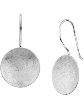 Nenalina Silber Damen-Ohrringe Ohrhänger rund mit gebürsteten Oberflächen, 324396-390