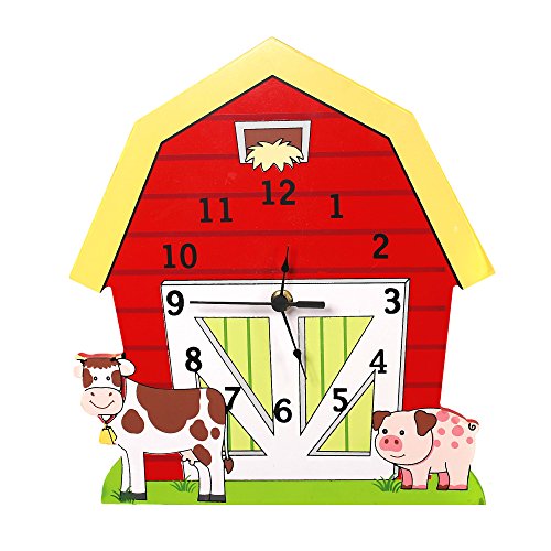 Fantasy Fields - Happy Farm Animals themed Kids Wall Clock Best for Nursery Room Decor |  Hand Painted Details | Child Friendly Water-based Paint