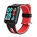 Produktbild Suney Sport Armband, Bluetooth IP68 Wasserdichte Lange Akkulaufzeit Fitness Uhr mit Herzfrequenz Blutdruckmessgerät Touchscreen Sport Smart Watch kompatibles iOS iPhone Android Samsung - Rot