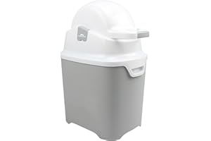 Bebeconfort Papelera Pañales, Tapa Antiolor, Compatible con Cualquier Bolsa Basura, Capacidad Máx. 30 Pañales, Uso con Una Sola Mano, Tamaño Conveniente para Fácil Almacenaje, Fácil Limpieza, Gris