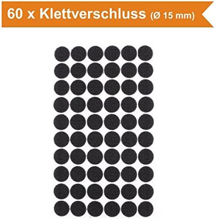 60 Pairs Velcro Self-Adhesive Velcro Discs Ø 15 mm Round Black 