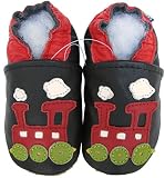 Carozoo Train Black C I Soft Sole Leather Baby Toddler Kids Shoes