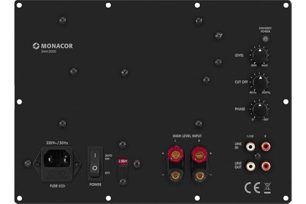 Monacor SAM-300D Module subwoofer actif pour équipement numérique, noir, classe D