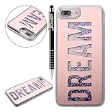 iPhone 7 Plus Hülle,SainCat Kreativ Design 3D Transparent Hard Case Hülle Dynamisch Liquid Fließen Flüssig Schwimmend Bling Glitter Diamond Schreiben Muster Schutzhülle Tasche Überzug Handyhülle Glitzer Sparkle Hart Plastik HardCase Crystal Clear Rückseite Handytasche Rückseite Hülle Schale Etui Tasche Case Cover Beschützer Haut Schale für Apple iPhone 7 Plus 5,5 Zoll (Rose Gold)