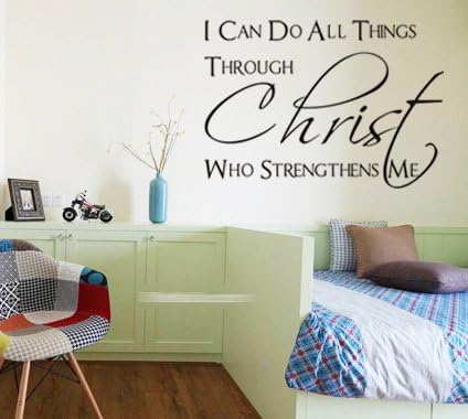 Homemay PVC Wall Stickers English I CAN Christian living room bedroom home fashion decoration generationWallpaper43.2cm x 61cm-Matt Sliver