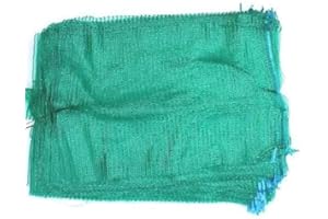 AWENTA 100 Green Mesh Bags 42cm x 60cm 15kg with Drawstring Mesh Raschel Bags for Vegetables, Logs and Wood