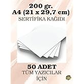 200 gr. A4 (21 x 29.7 cm) Certificate Paper, 50 Pieces