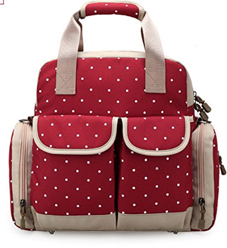 Preisvergleich Produktbild wickeltasche Mama Tasche Multifunktional Canvas wickelrucksack Leinwand Große Kapazität babytasche Pflegetasche Rucksack Muttertasche Mumie Handtasche Rot