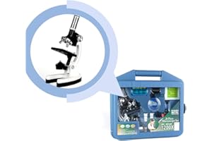 ULAB Kids Beginner 1200X Microscope STEM Kit with Metal Body Microscope, Plastic Prepared Slides and other Laboratory Accessories, Packed in LDPE Carrying Box, UHP1001