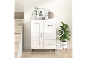 FIRBNUS Aparador Blanco con Brillo Mueble Entrada Recibidor Recibidores De Entrada Aparadores para Salon Mueble Entrada De Cocina Auxiliares Mueble TV 69,5x34x90 cm Manija de Hierro