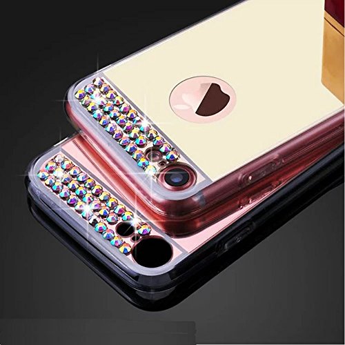 Galaxy S7 Edge Silikon Spiegel Hülle,Diamant Mirror Effect Soft Case für Samsung S7 Edge,Leeook Neu Mode Cool Luxus Elegant Bling Glitzer Sparkle Bunt Colorful Diamond Rose Gold Schlank Slim TPU Handy Gehäuse Hülle Ultradünnen Weiche Soft TPU Telefon-Kasten Handyhülle Mirror Spiegelnd Make Up Protective Case Cover Bumper für Samsung Galaxy S7 Edge + 1 x Schwarze Eingabestift-Rose Golden - 3